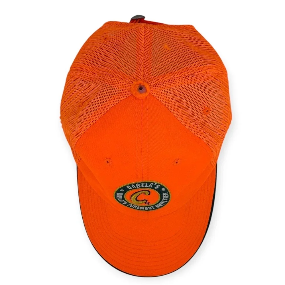 Cabela's Blaze Orange Mesh Trucker Hat Adjustable One Size Fits Most